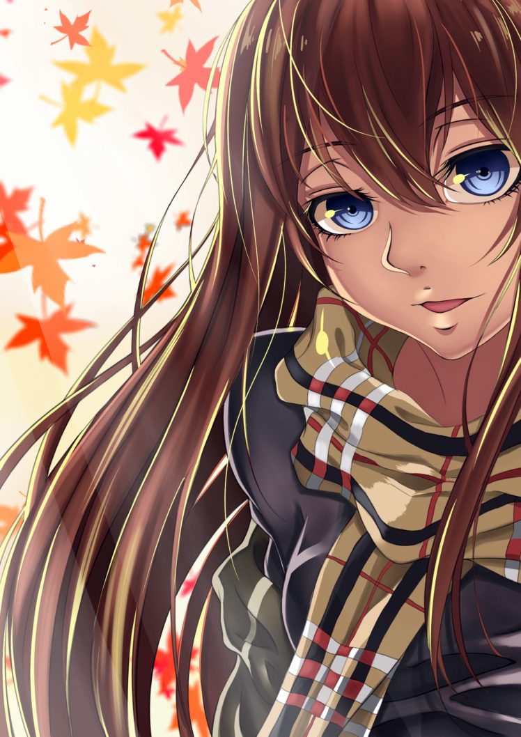 original characters, Long hair, Brunette, Blue eyes, Anime, Anime girls HD Wallpaper Desktop Background