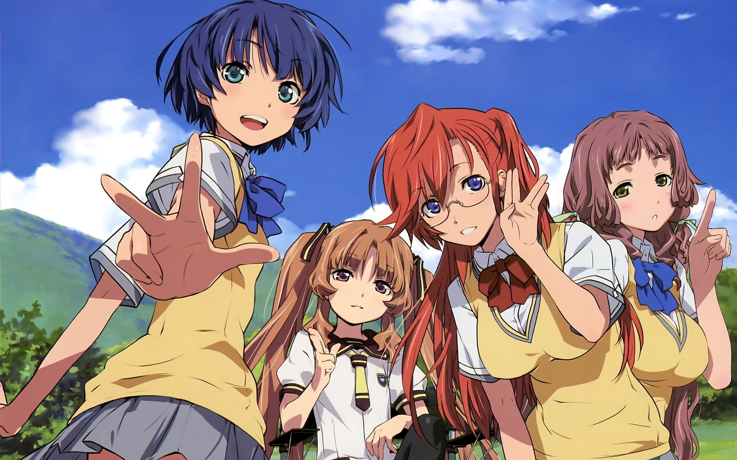 anime girls, Takatsuki Ichika, Tanigawa Kanna, Yamano Remon, Kitahara Mio, Ano Natsu de Matteru Wallpaper