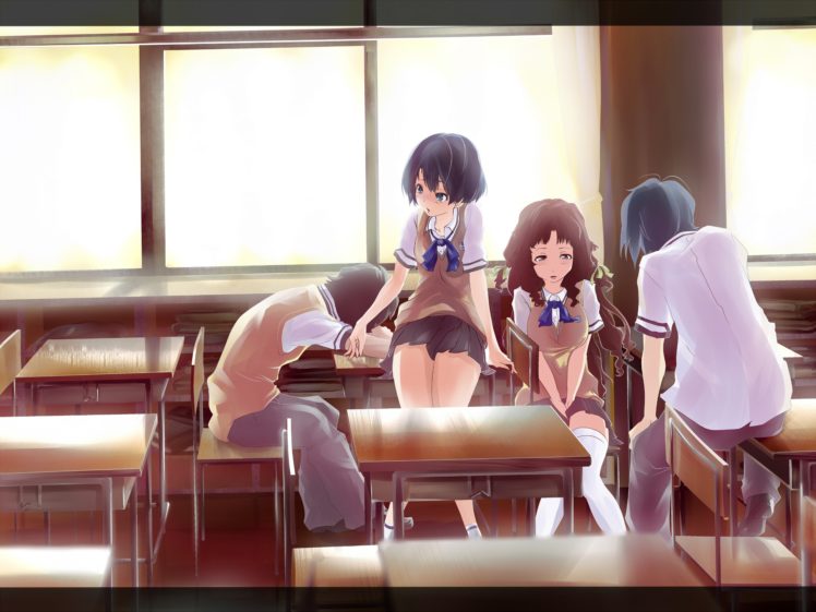 Tanigawa Kanna, Kirishima Kaito, Ishigaki Tetsurō, Kitahara Mio, Ano Natsu de Matteru HD Wallpaper Desktop Background