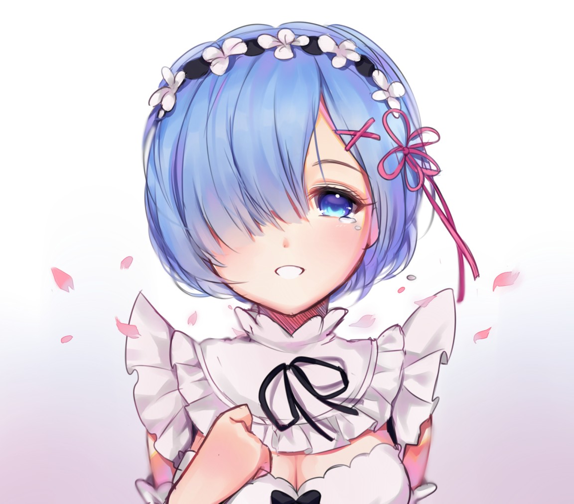 anime girl with short blue hair and blue eyes