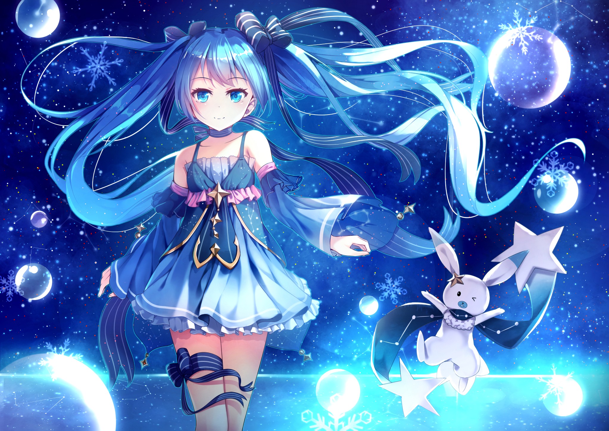 Blue Eyes Blue Hair Long Hair Anime Anime Girls Vocaloid Hatsune Miku Yuki Miku 7053