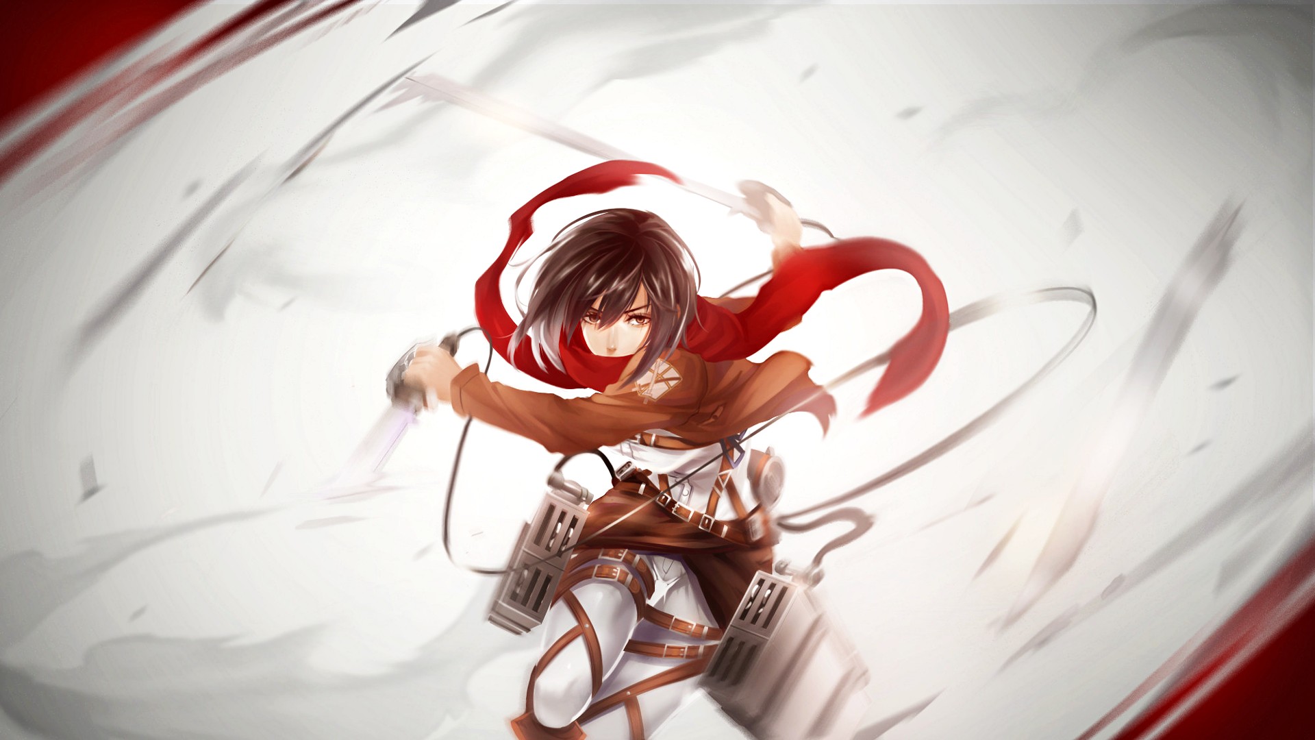 Hd Wallpaper Mikasa Ackerman Red Studio Shot One Person Colored Background Wallpaper Flare