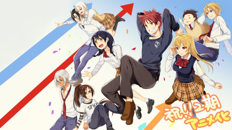 Shokugeki no Souma, Nakiri Erina, Nakiri Alice, Yukihira Soma, Tadokoro Megumi, Hayama Akira, Aldini Takumi, Kurokiba Ryo, Anime HD Wallpaper Desktop Background