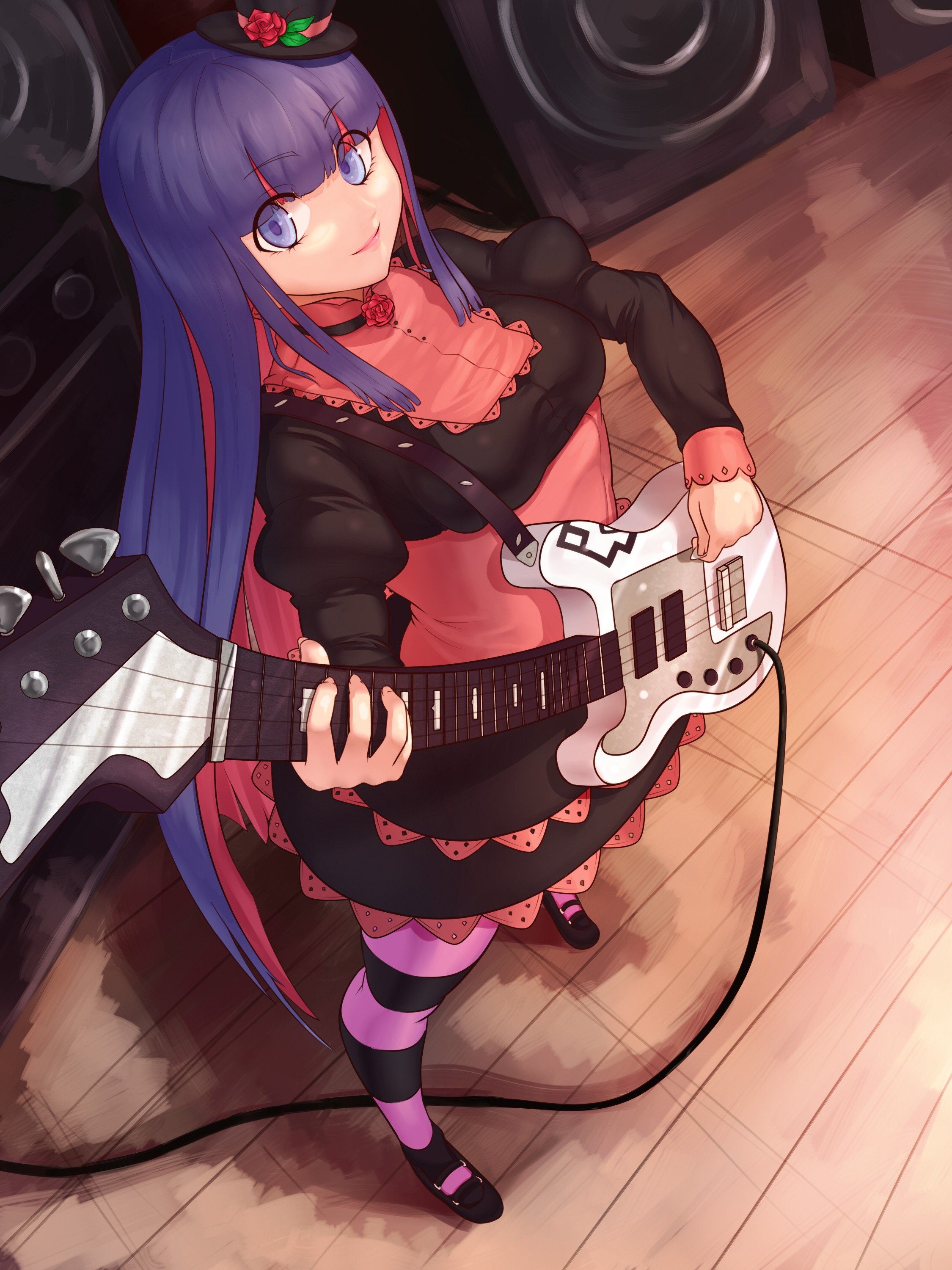 anime, Panty and Stocking with Garterbelt, Electric guitar, Anarchy Stocking Wallpaper