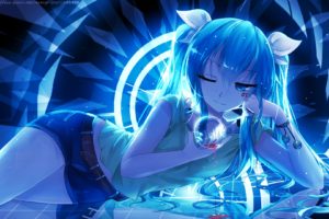 blue eyes, Hatsune Miku, Vocaloid, Water on glass