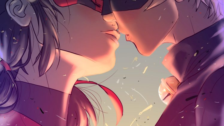 cartoon, Miraculous LadyBug, Cat noir, Ladybug and cat noir, Kissing HD Wallpaper Desktop Background