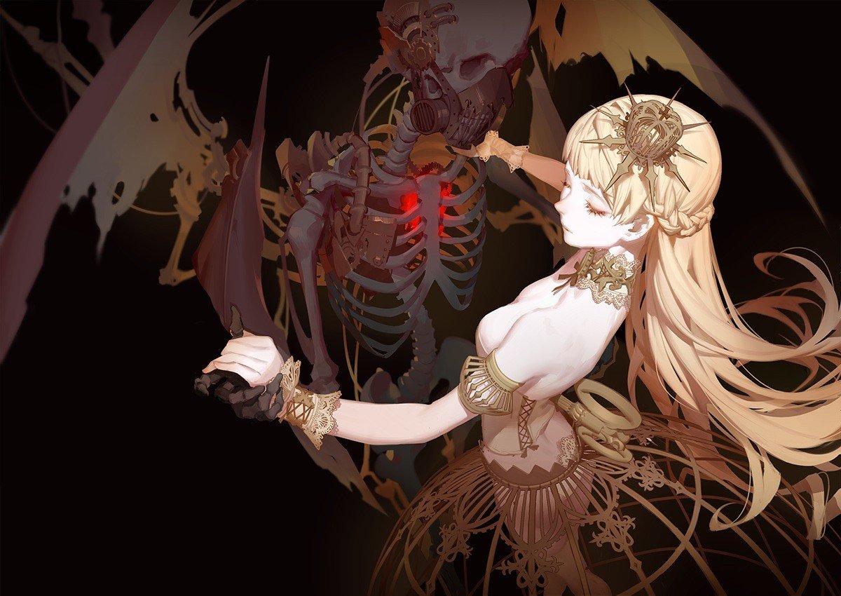 corpse, Dead, Blonde, Skeleton, Wings, Dancing, Dress Wallpaper