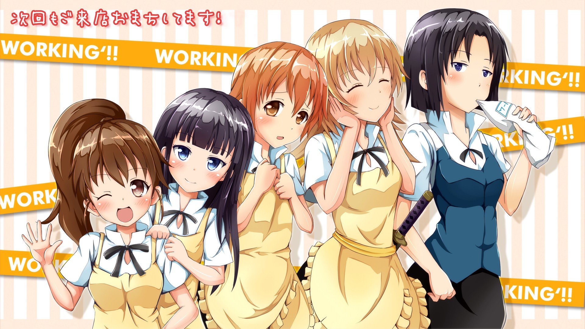 Working!!, Anime girls, Inami Mahiru, Taneshima Popura, Yamada Aoi,  Todoroki Yachiyo, Shirafuji Kyouko HD Wallpapers / Desktop and Mobile  Images & Photos