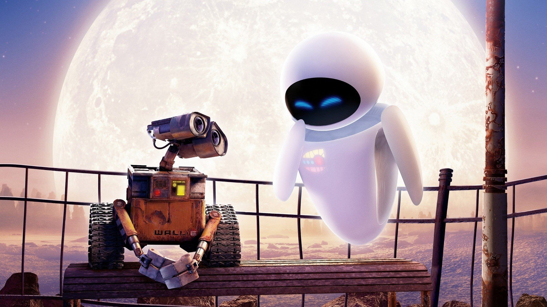 Disney, Disney Pixar, WALL·E, Eva, Moon, Robot Wallpaper