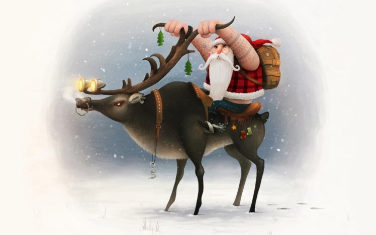 Santa Claus, Santa, Biker HD Wallpaper Desktop Background