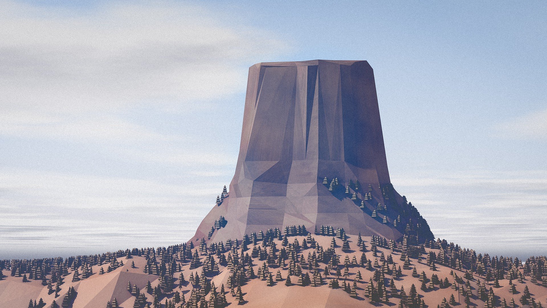 low poly, Mountain, Trees Wallpaper
