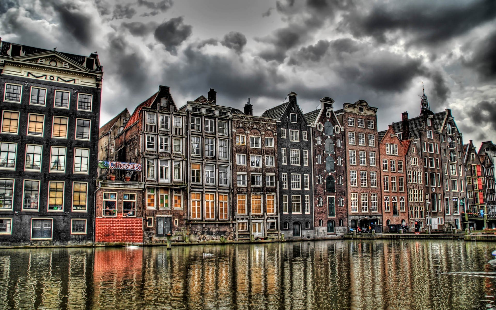 Amsterdam, HDR, Europe, Netherlands, Old building, Canal, Overcast, City, Building, Architecture Wallpaper