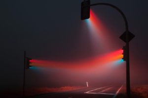traffic, Lights, Mist, Photo manipulation, Photography