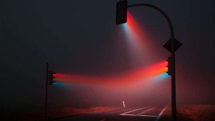 traffic, Lights, Mist, Photo manipulation, Photography HD Wallpaper Desktop Background