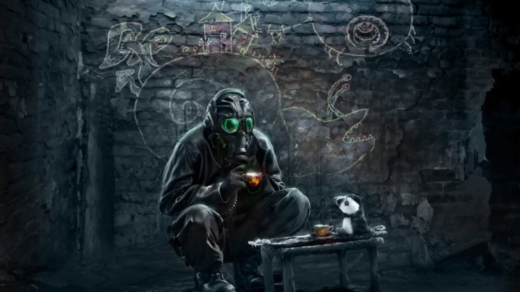 apocalyptic, Gas masks, Romantically Apocalyptic, Vitaly S Alexius HD Wallpaper Desktop Background