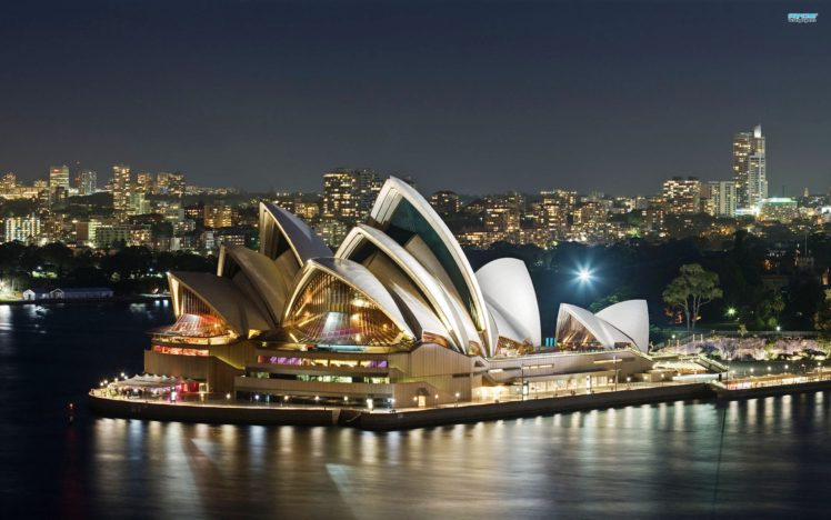 cityscape, Sydney, Sydney Opera House, Night, Australia HD Wallpaper Desktop Background
