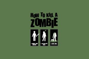 anime, Zombies, Minimalism, Simple background, Typography, Humor, Green background