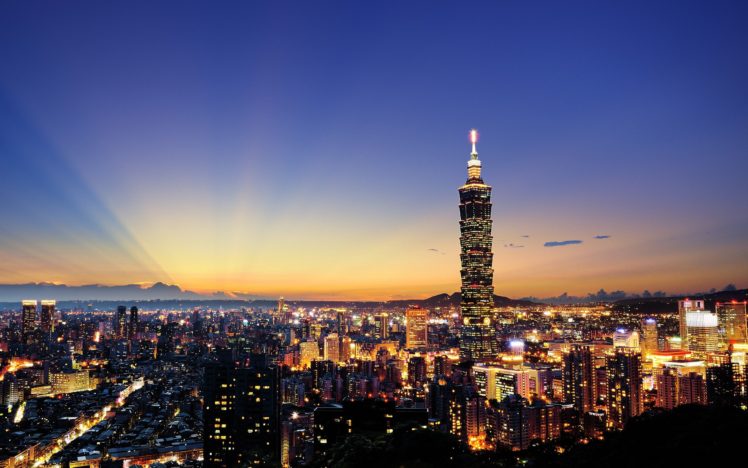 anime, Building, Lights, Cityscape, Taipei 101, Taipei, Thailand HD Wallpaper Desktop Background