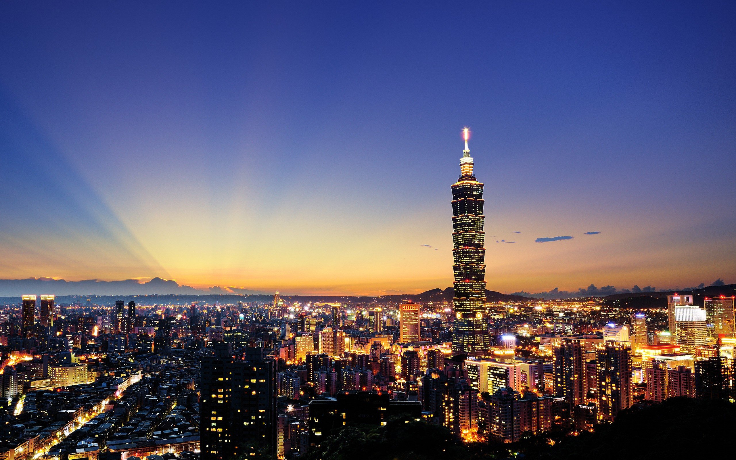 anime, Building, Lights, Cityscape, Taipei 101, Taipei, Thailand Wallpaper