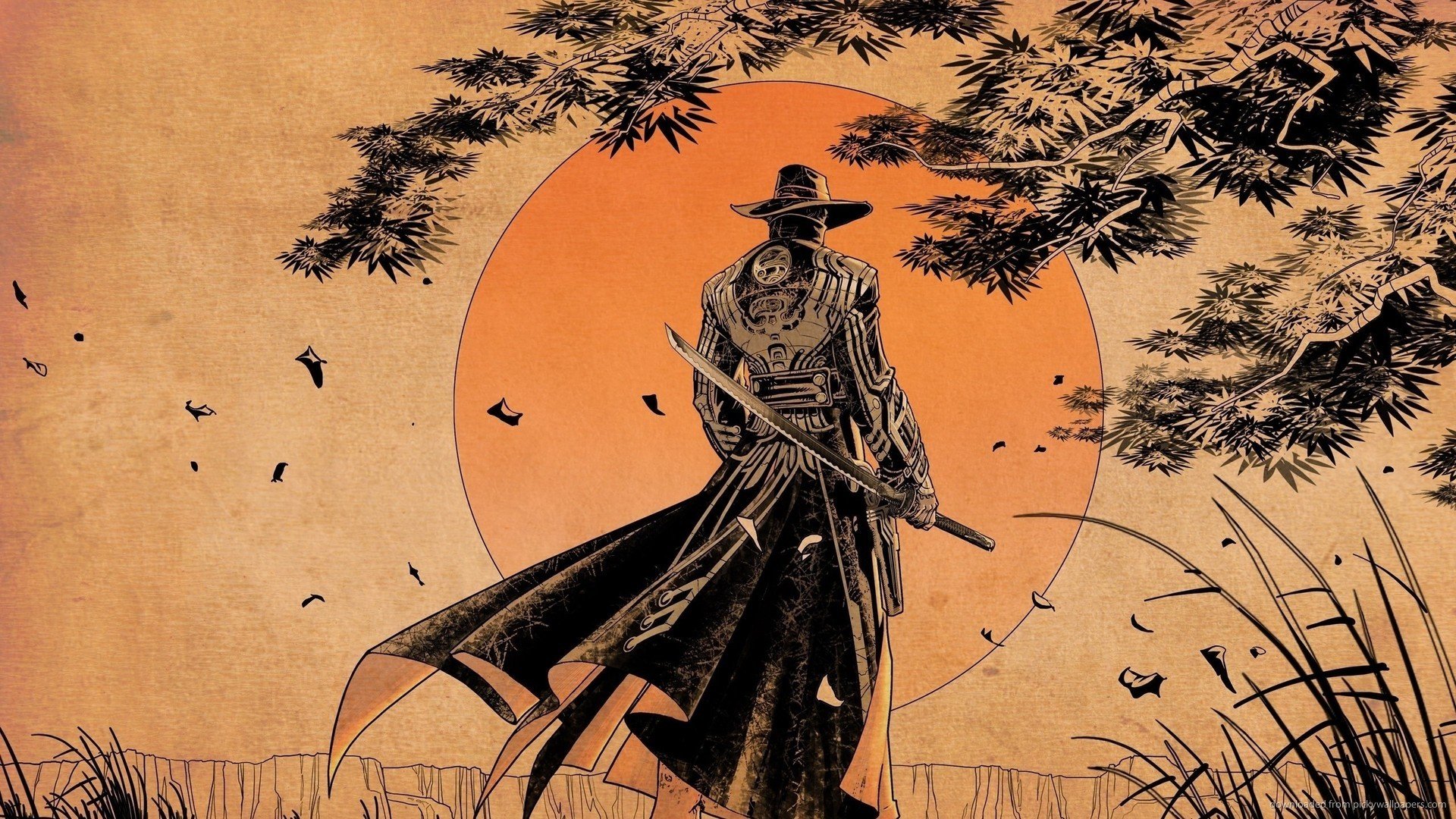samurai, Cowboys Wallpaper