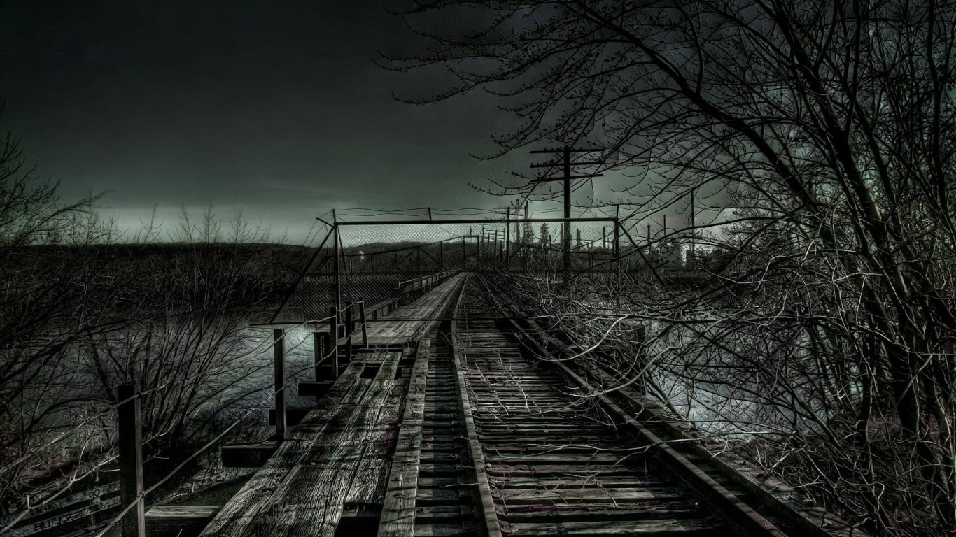 railway, Dark Wallpaper
