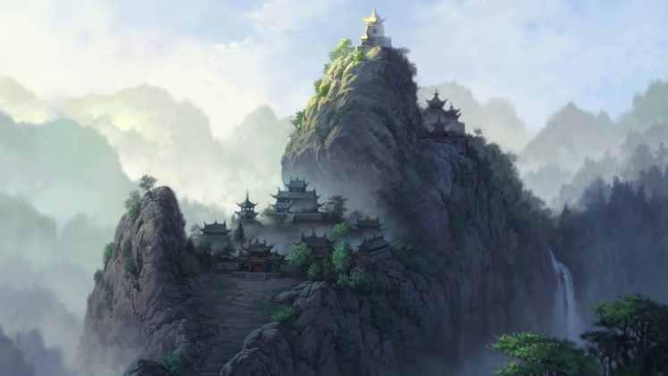 mountain, Temple HD Wallpaper Desktop Background