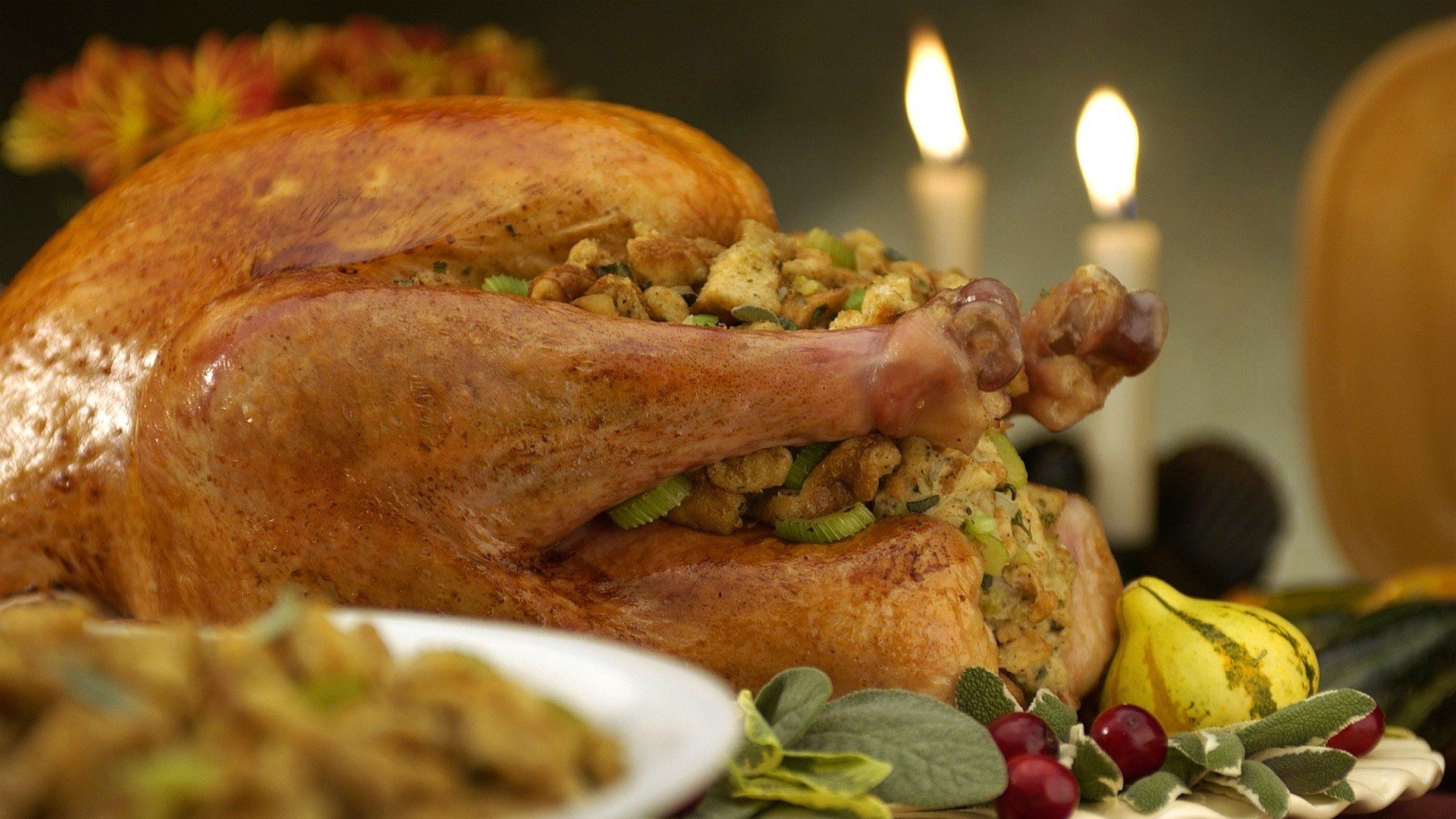food, Meat, Thanksgiving, Turkeys, Candles Wallpaper