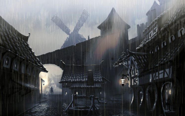 rain, Village HD Wallpaper Desktop Background