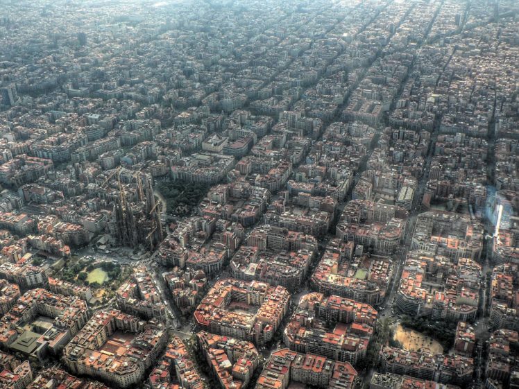 Barcelona, City, Aerial view, Church, Building, Spain HD Wallpaper Desktop Background