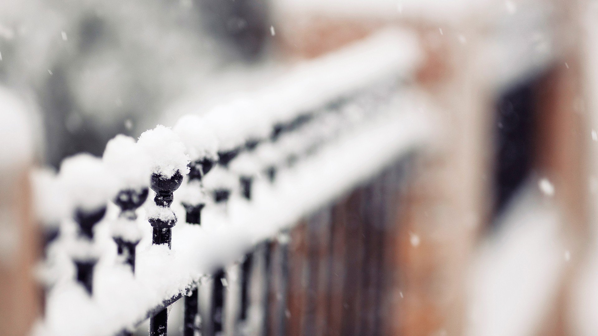 depth of field, Snow, Fence Wallpaper