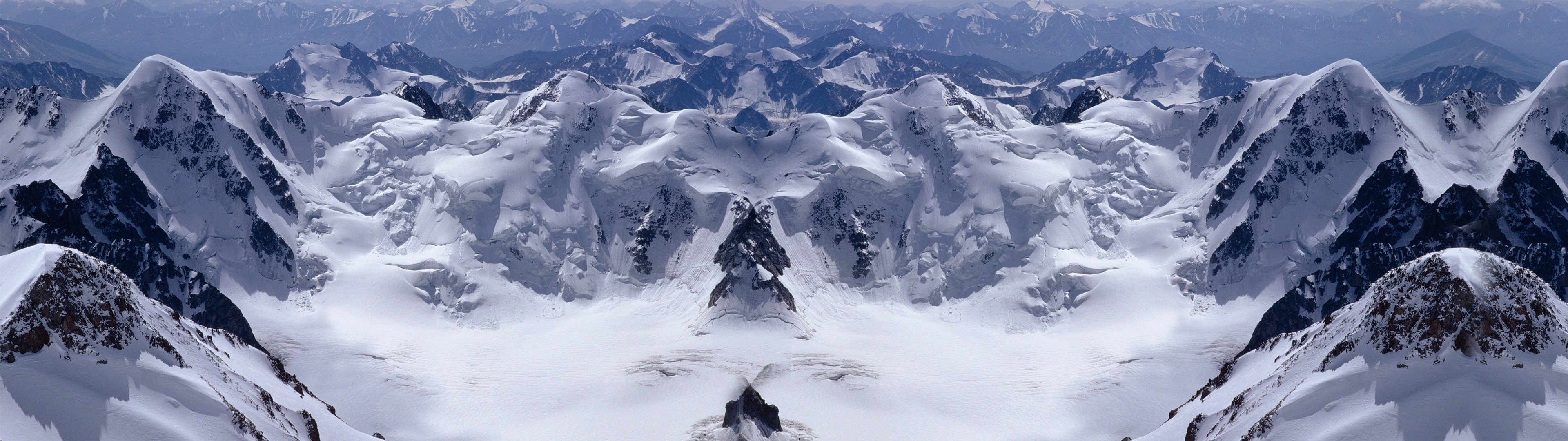 mountain, Snow, Mirrored Wallpaper