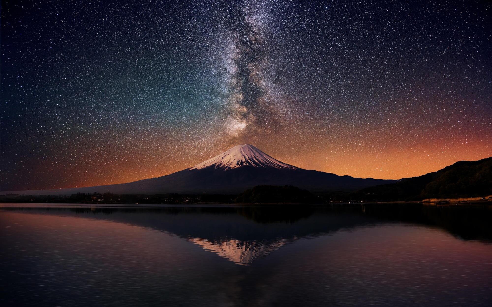 Download Distant Mount Fuji Wallpaper | Wallpapers.com
