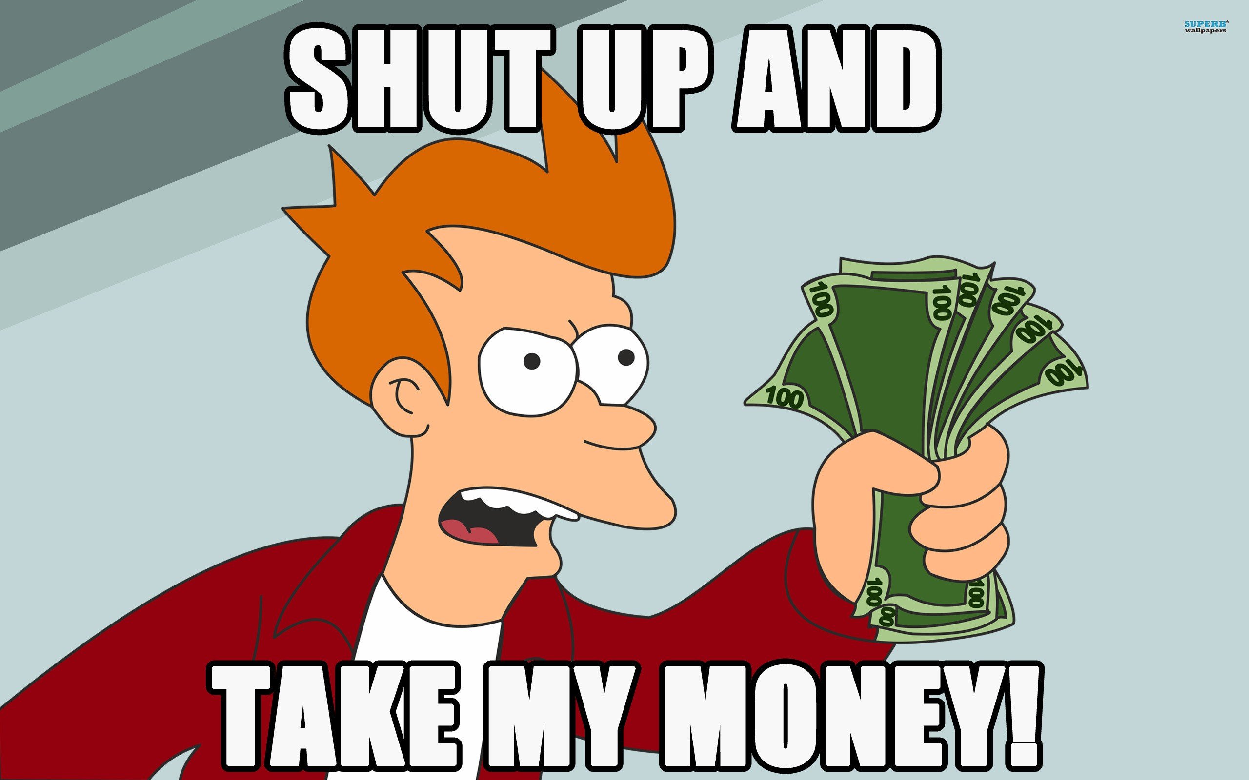 Futurama, Philip J. Fry, Memes, Money Wallpaper