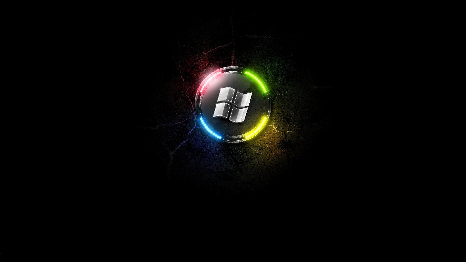 minimalism, Glowing, Microsoft Windows, Black background, Logo Wallpaper