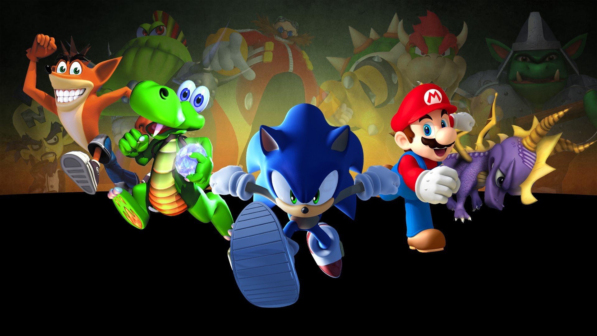 Super Mario, Sonic the Hedgehog, Crash Bandicoot, Spyro Wallpaper