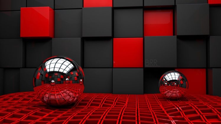 sphere, Black and red, Reflection HD Wallpaper Desktop Background