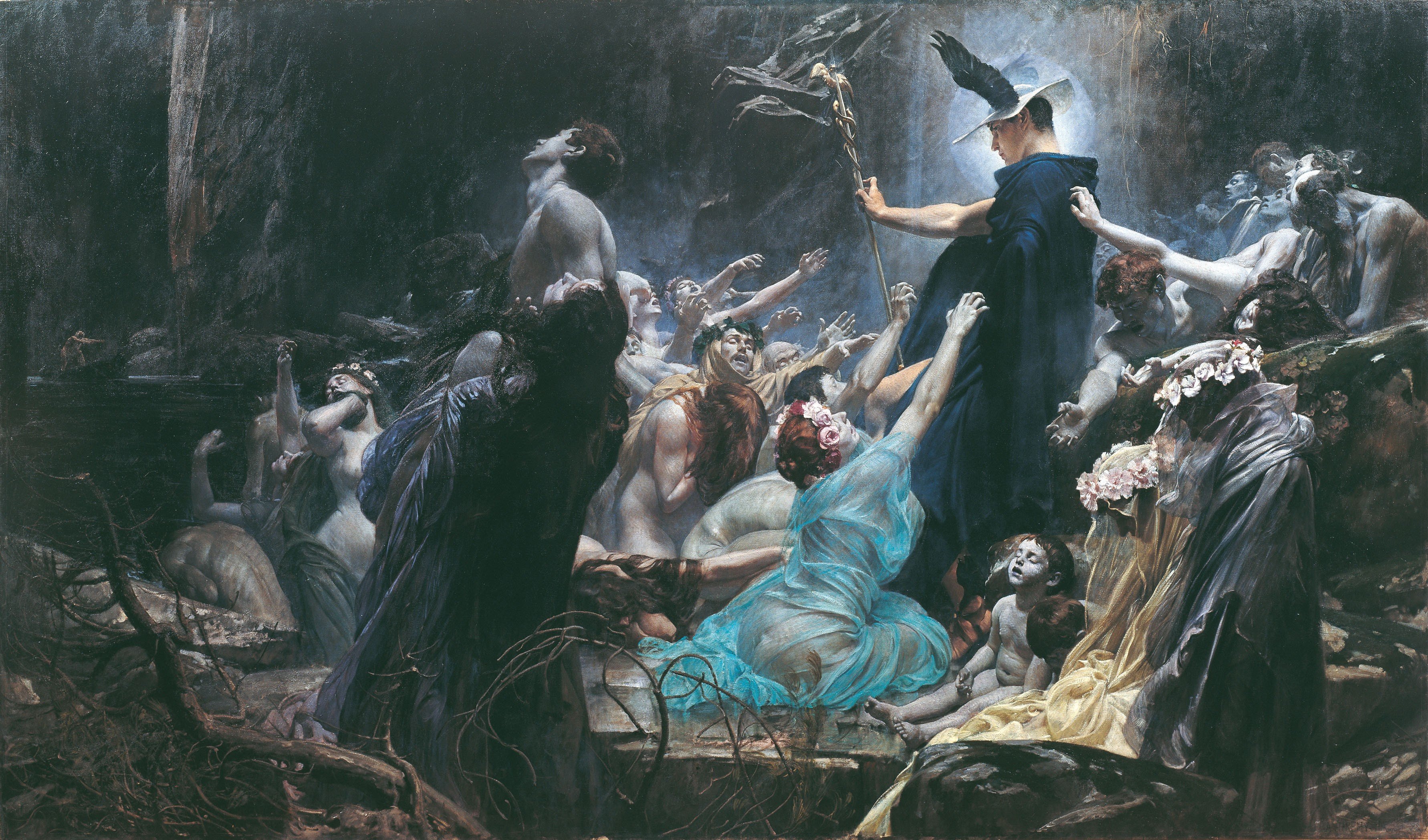 painting, Adolf Hiremy Hirschl, Hermes, Death, Mythology, Greek Wallpaper