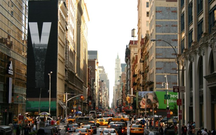 New York City, Cityscape, Traffic, Advertisements, Taxi HD Wallpaper Desktop Background