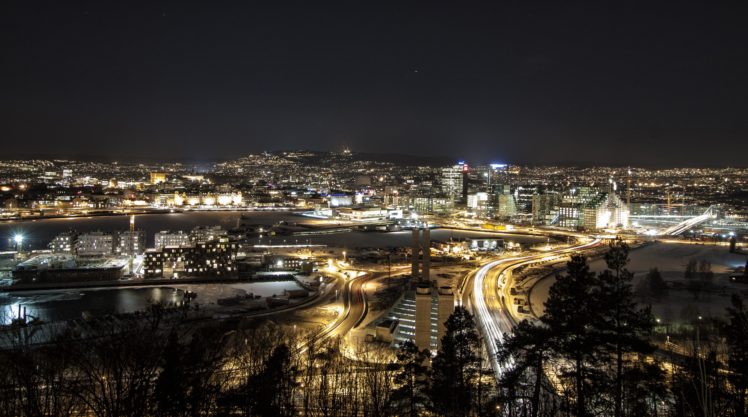 night, Oslo, Norway HD Wallpaper Desktop Background