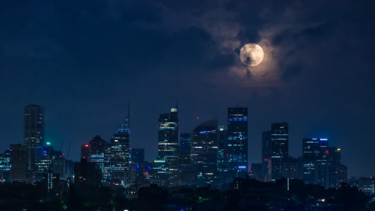 dusk, Moon, Cityscape HD Wallpaper Desktop Background