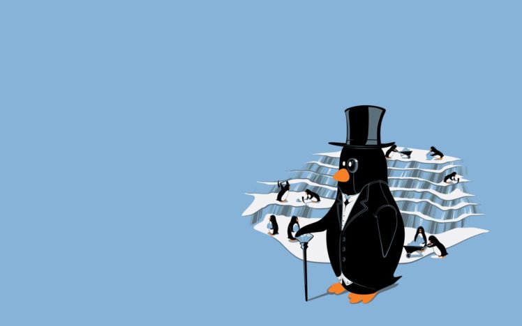 penguins, Minimalism HD Wallpaper Desktop Background