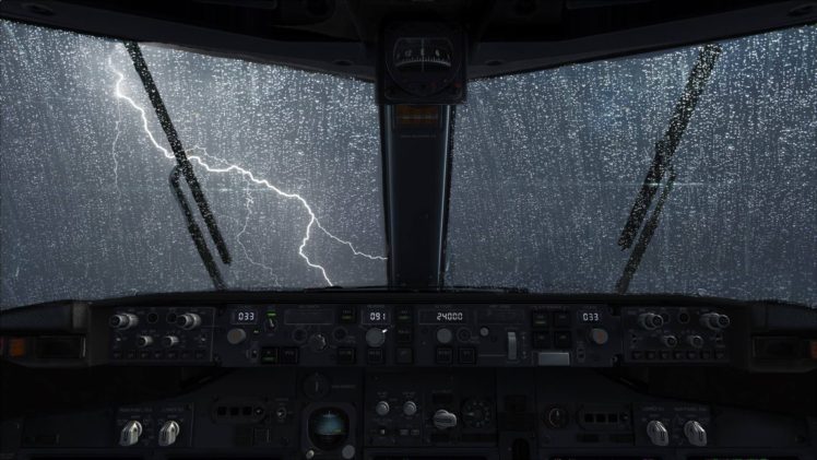 airplane, Lightning, Rain, Water on glass, Boeing, Boeing 737NG, 737 HD Wallpaper Desktop Background
