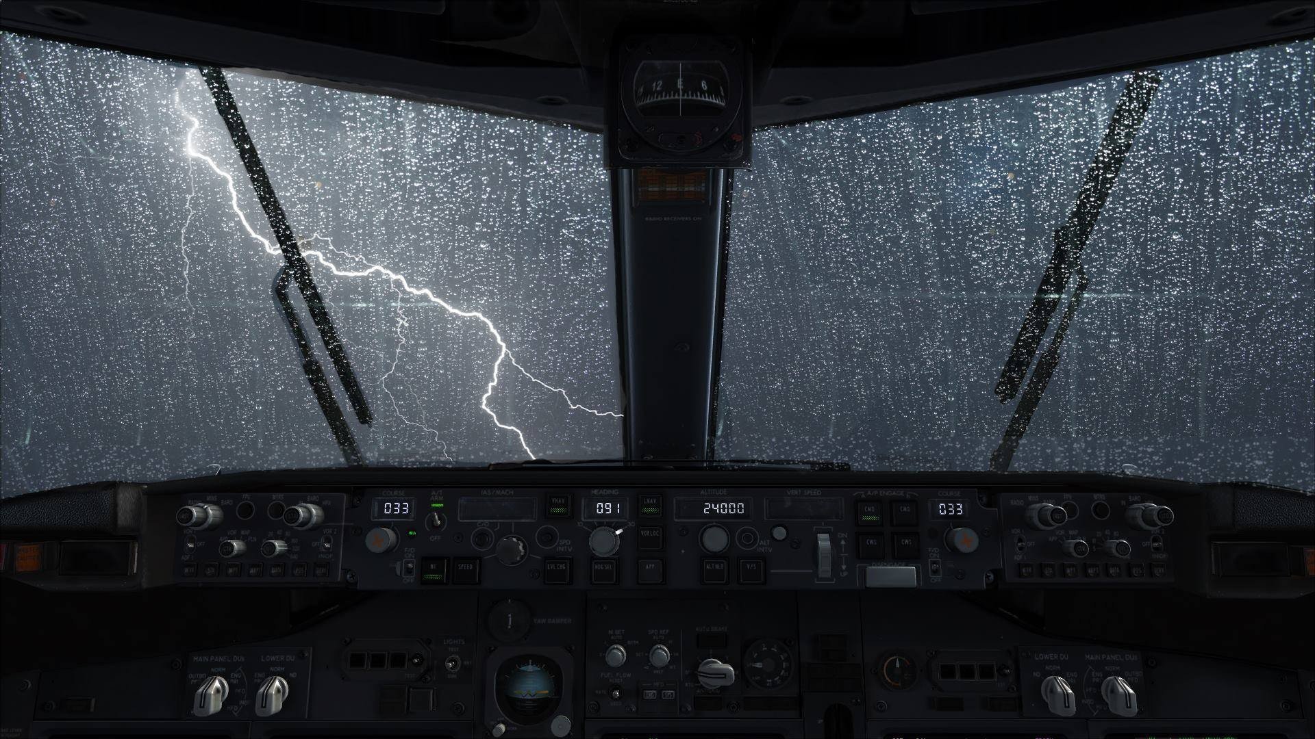airplane, Lightning, Rain, Water on glass, Boeing, Boeing 737NG, 737 Wallpaper