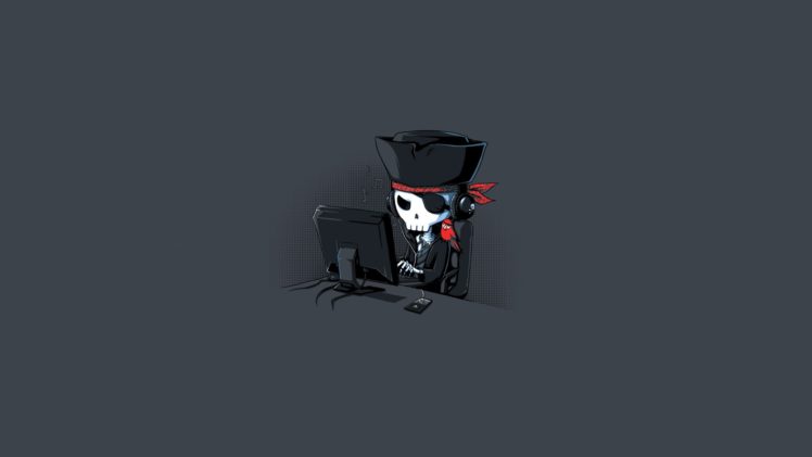 pirates, Monitor, Headphones, Skeleton HD Wallpaper Desktop Background