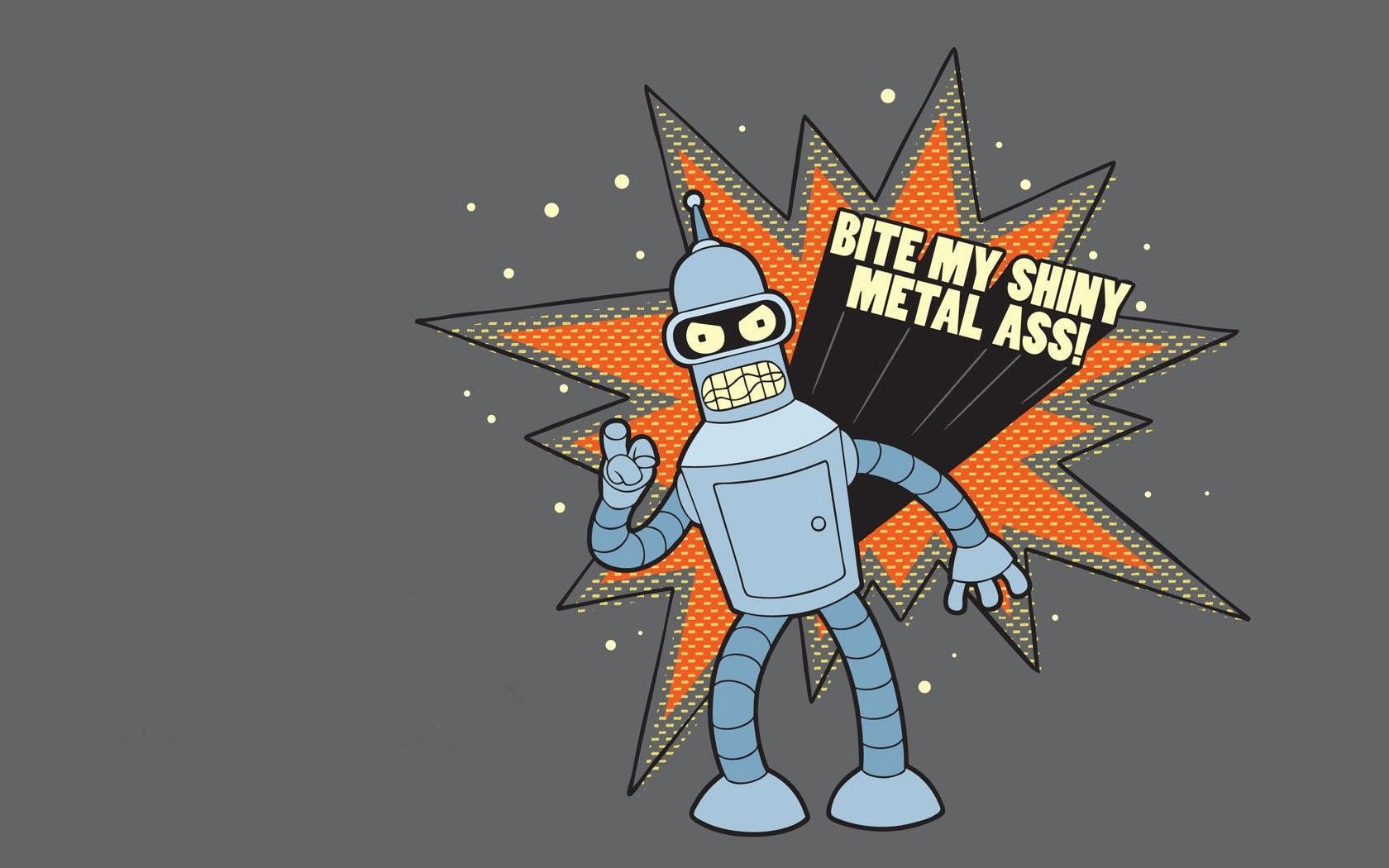 Futurama, Bender, Bite my shiny metal ass! Wallpaper