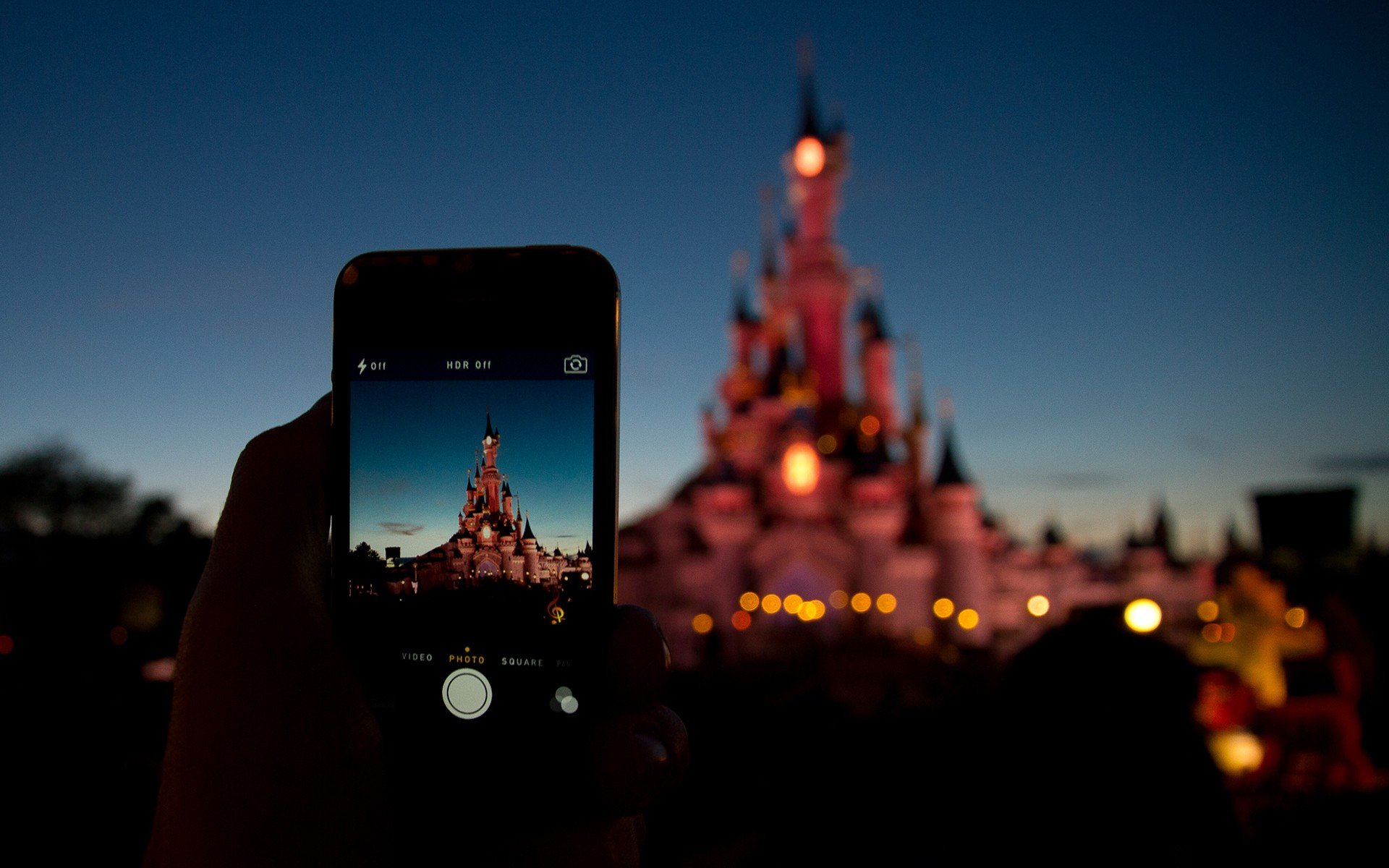 Disney, Castle, Phone, Cellphone, Bokeh Wallpaper