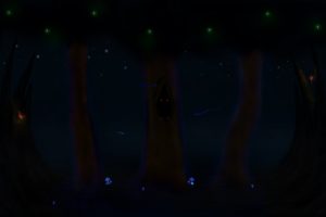 night, Fairies, Trees