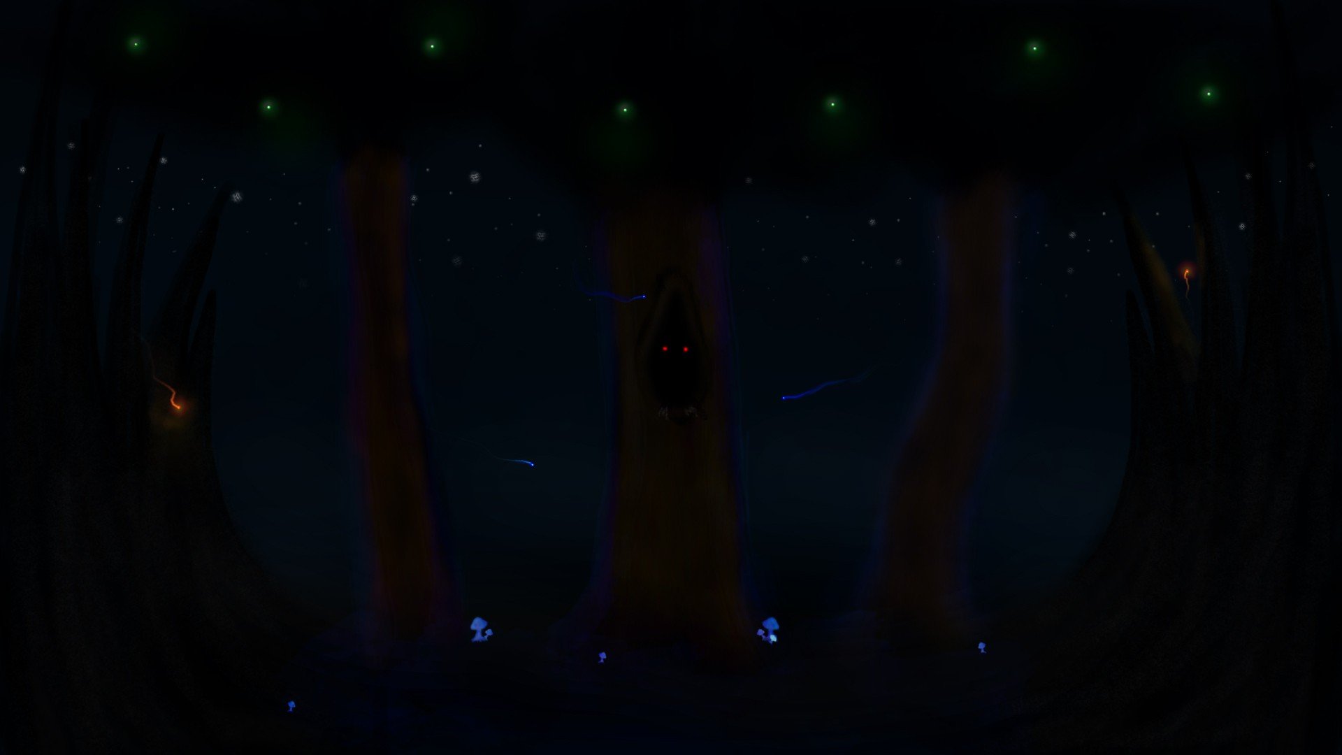 night, Fairies, Trees Wallpaper