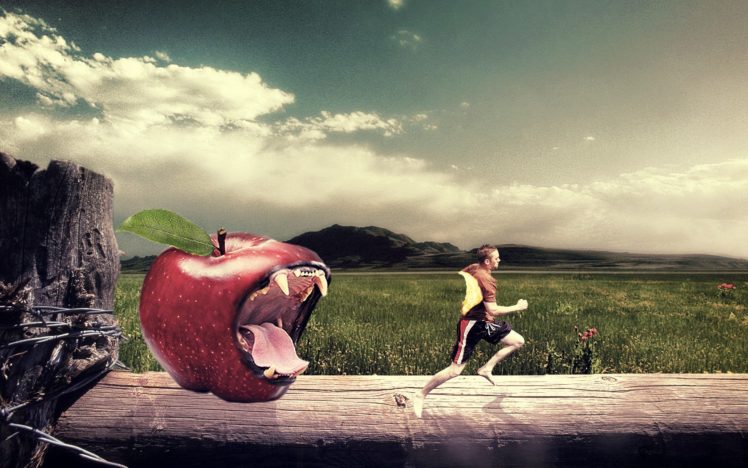 photo manipulation, Men, Apples, Tiger, Adobe Photoshop HD Wallpaper Desktop Background