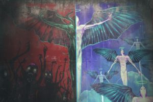 demon, Heaven and Hell, Graffiti, Walls, Wings, Halo, DmC: Devil May Cry